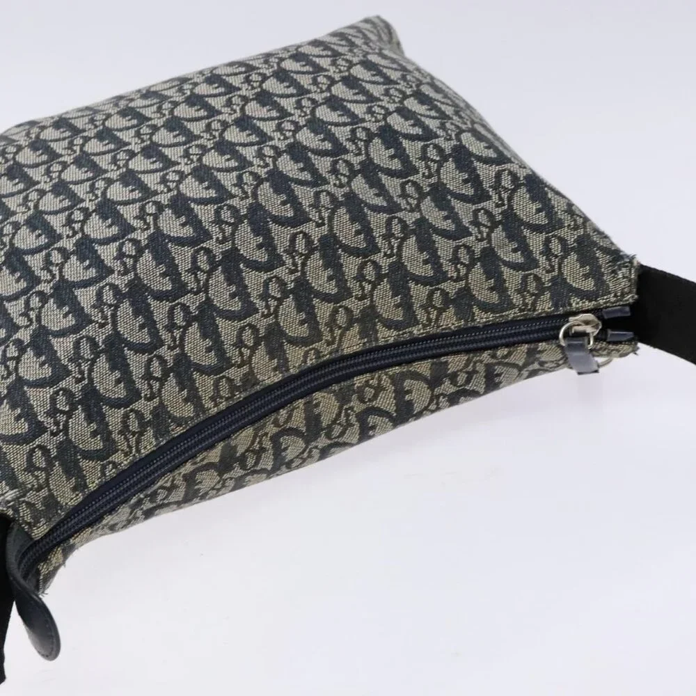 Authentic Christian Dior Trotter Canvas Shoulder Bag Navy Silver - Picture 13 of 16